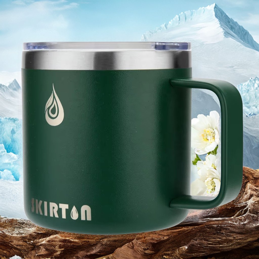 Custom Logo Camping Travel Double Wall 12 Oz 14 Oz Stainless Steel Cup Insulated Coffee Cup With Handle