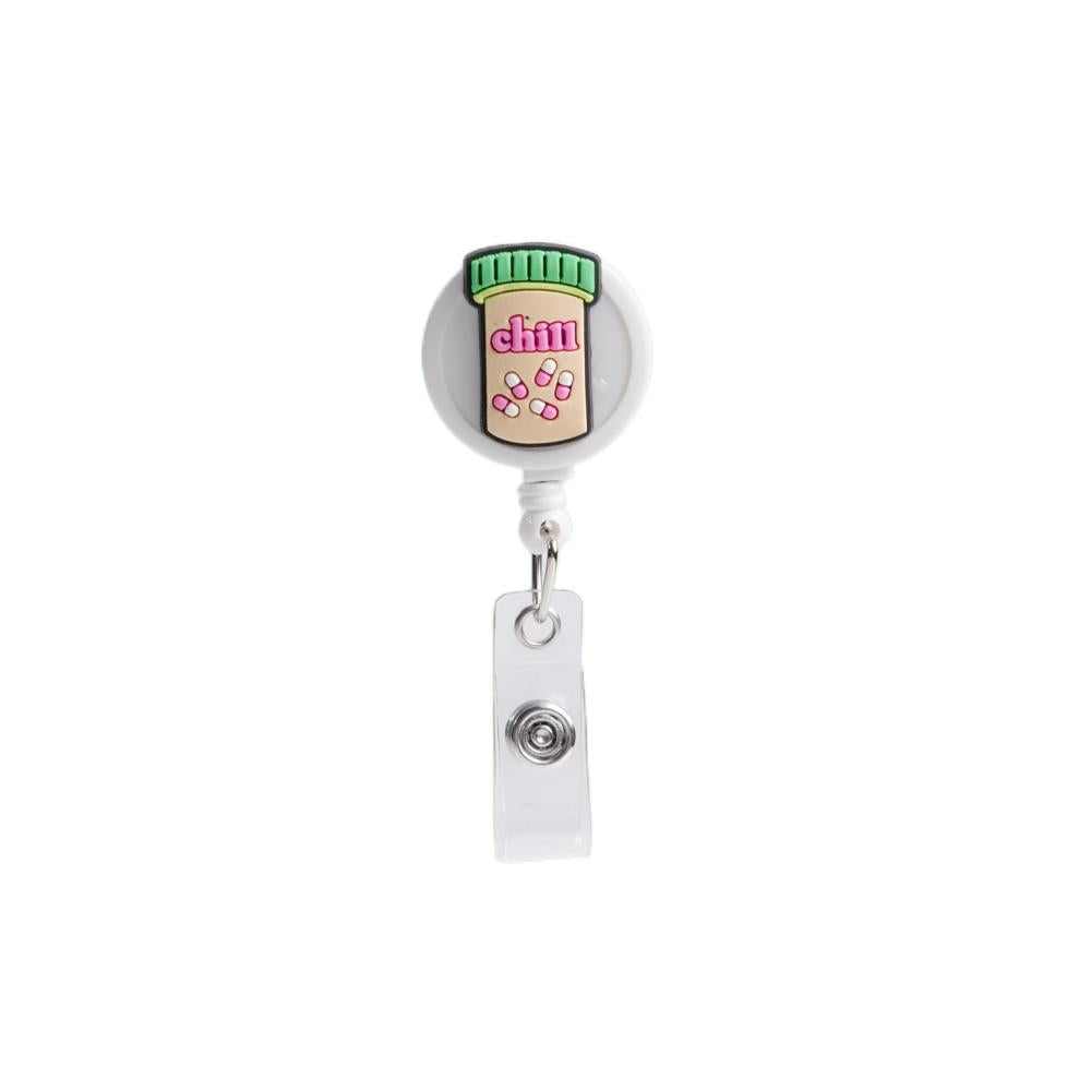 Bestom MOQ 100 32mm Silicone Nurse Accessories Gift ID Card Badge Retractable Reel, Heart-shaped Stethoscope Badge Holder