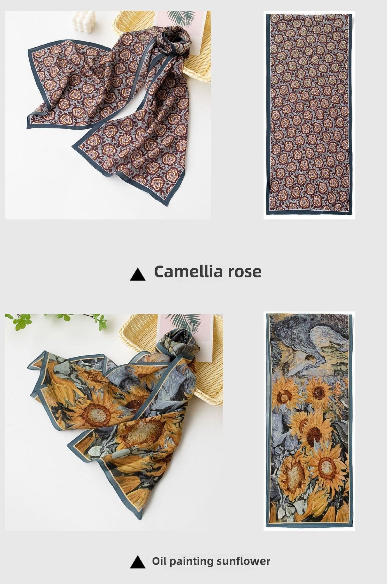Spring And Summer Women's Silk Scarf All-match Gradient Printing Long Shawl Dual-purpose Square Sunscreen Adult Section