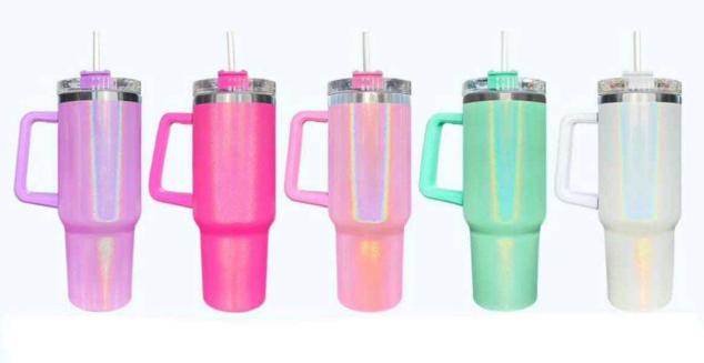 Custom 40 Oz Tumbler Reusable Stainless Steel Insulated Water Bottle 40 Oz Coffee Cup Travel Car Cup With Handle Straw Cover