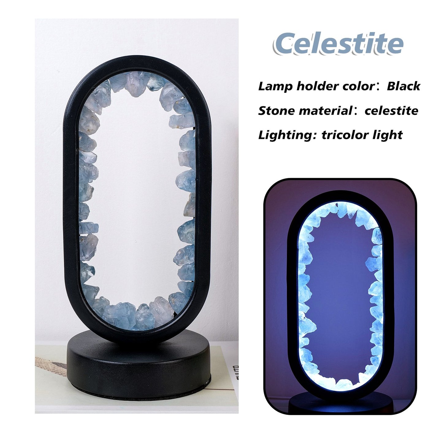 Natural Crystal Stone Lamp Adjustable Brightness Oval Crystal Lamp Crystal Crafts Gifts