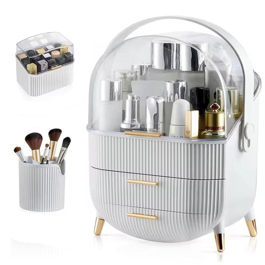 Choice Fun 2 Drawer Cosmetic Box Brush Rack Lipstick Rack Transparent Lid Cosmetic Storage Display Box Bathroom Storage Box