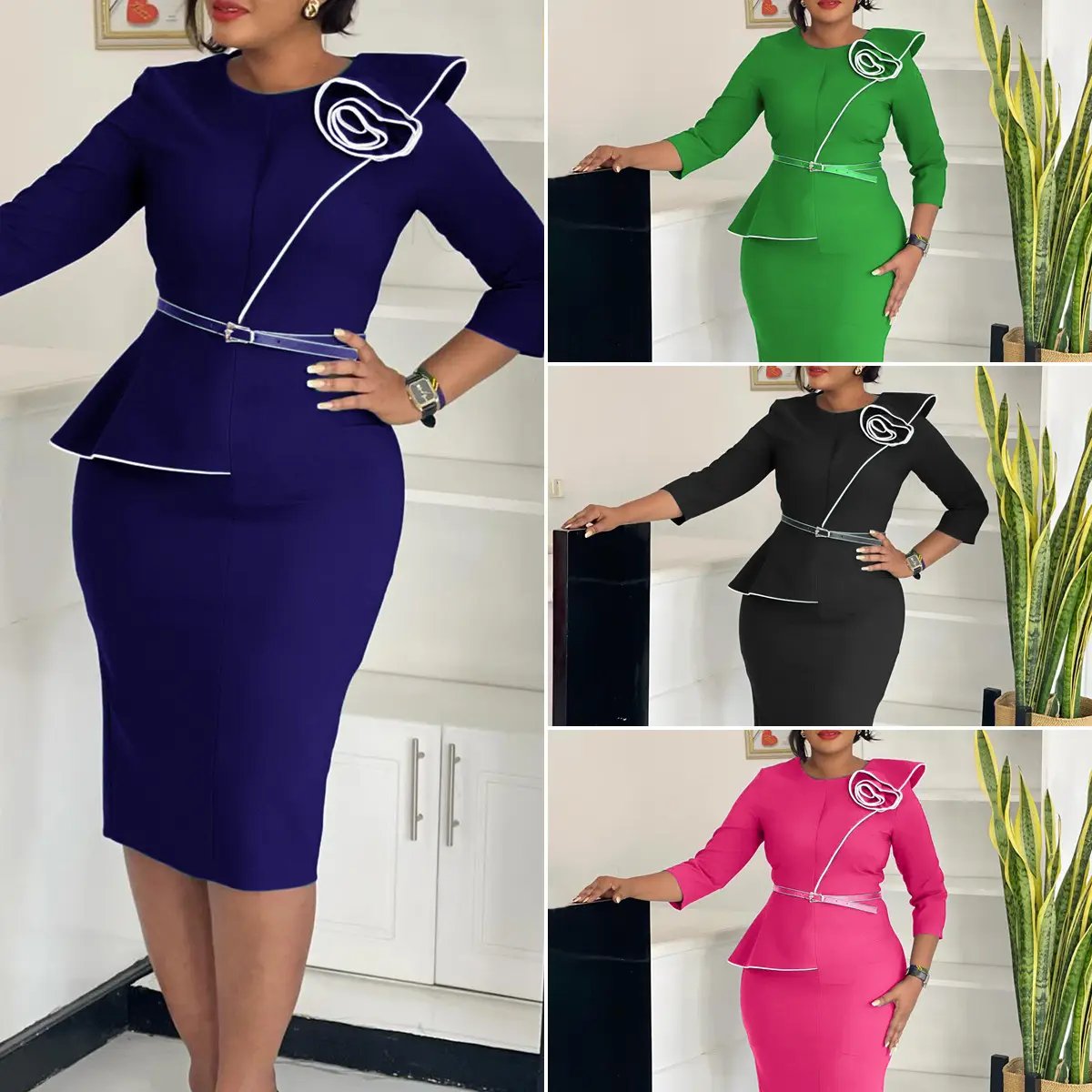 2025 Latest Design Spring Women's Casual Elegant O Collar Long Sleeve Office Women's African Women's Clothing