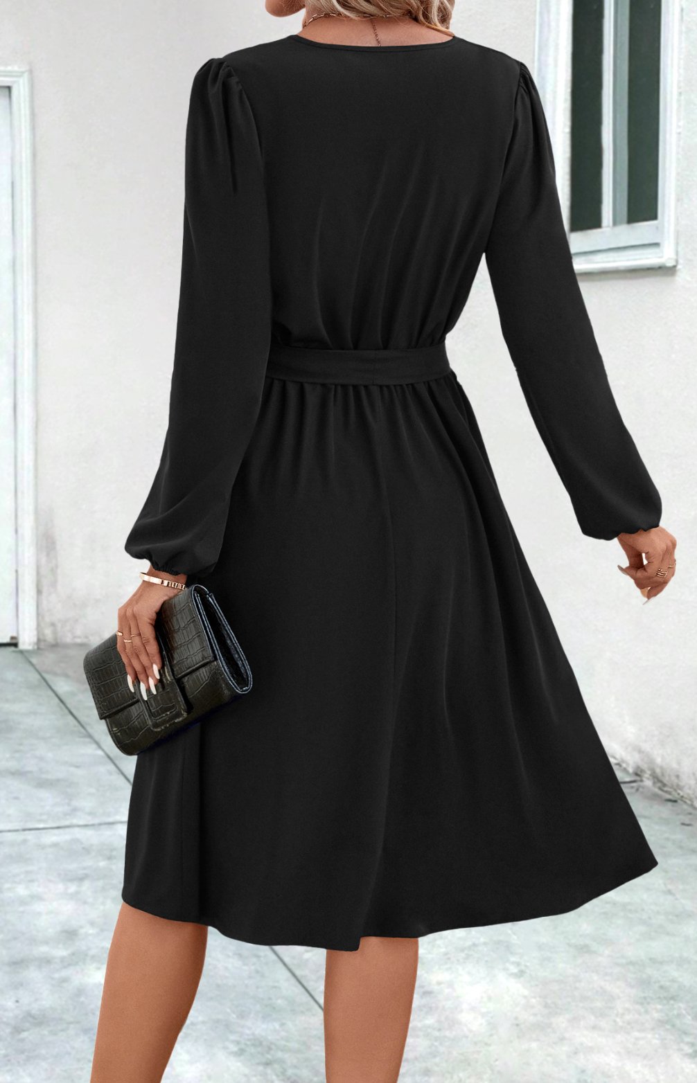 Women's 2025 Autumn And Winter New European And American Women's Long Sleeve Small V-neck Women's Skirt Dress