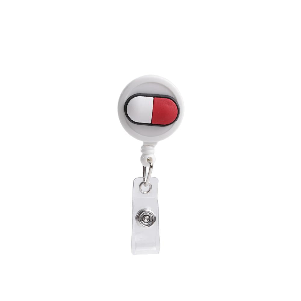 Bestom MOQ 100 32mm Silicone Nurse Accessories Gift ID Card Badge Retractable Reel, Heart-shaped Stethoscope Badge Holder
