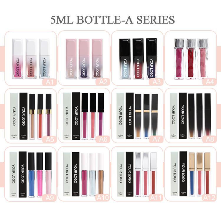 Customized logo OEM odm wholesale matte lipstick gloss lip gloss clear finish cruelty free glitter lip gloss set