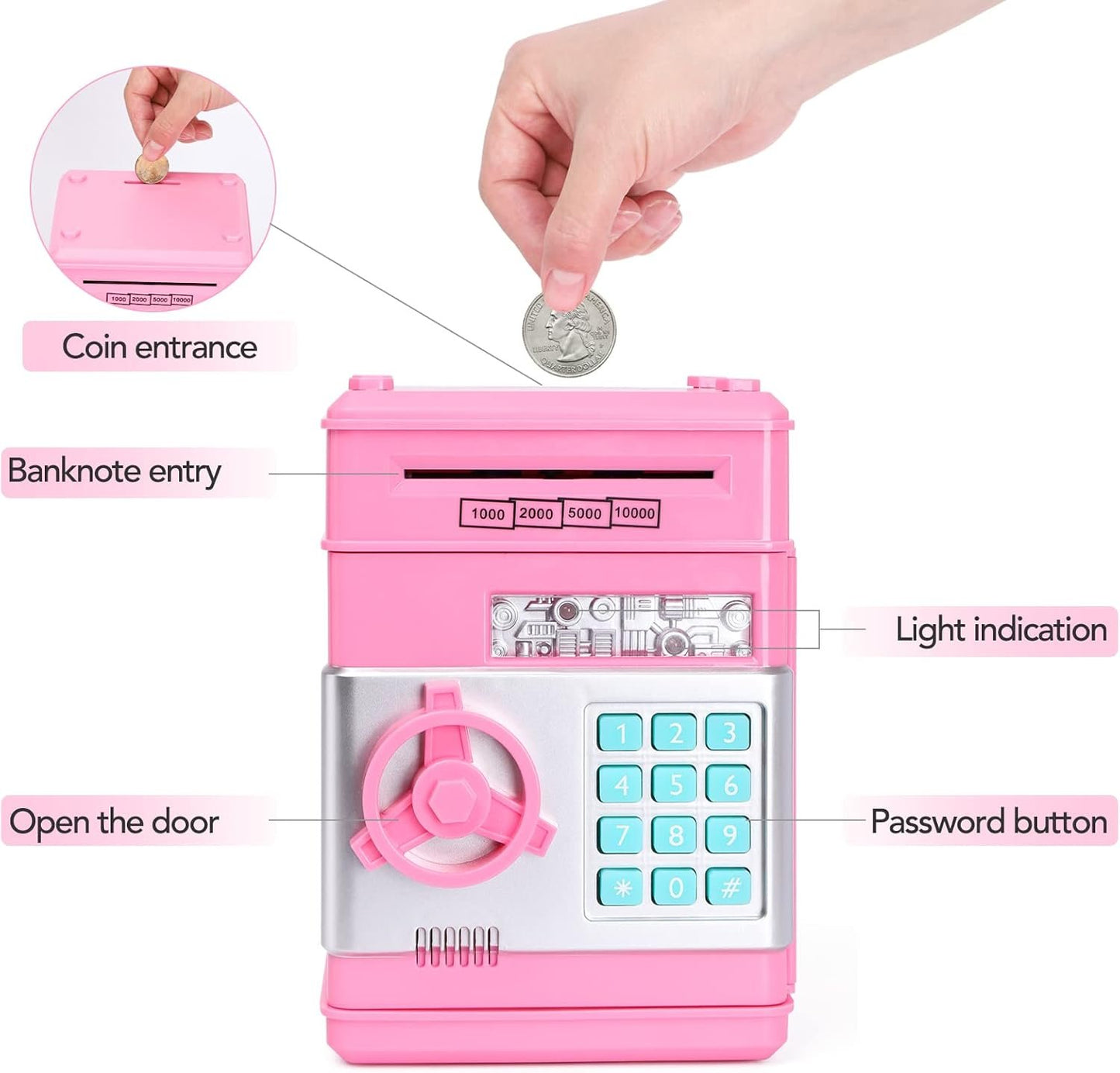 GL Hot Sale Blue Electronic Money Saving Bank Children's Birthday Gift Piggy Bank Children's Password Password Piggy Bank