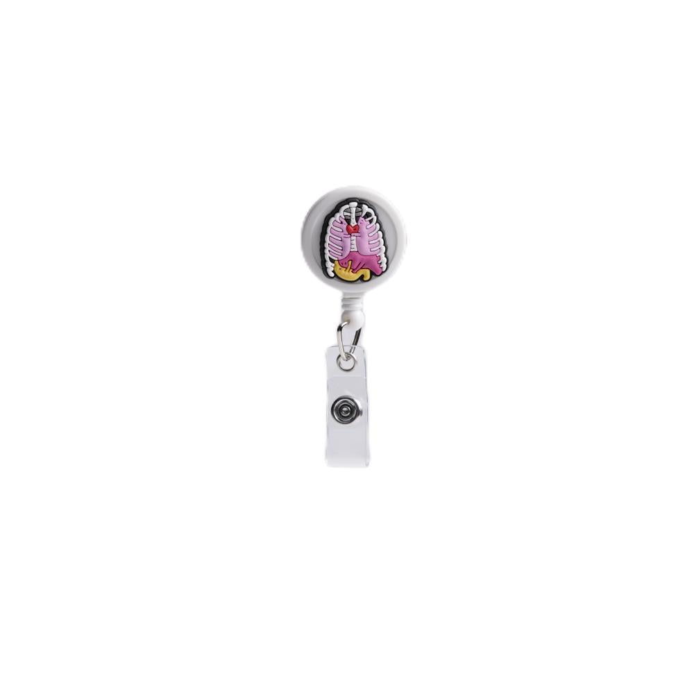 Bestom MOQ 100 32mm Silicone Nurse Accessories Gift ID Card Badge Retractable Reel, Heart-shaped Stethoscope Badge Holder