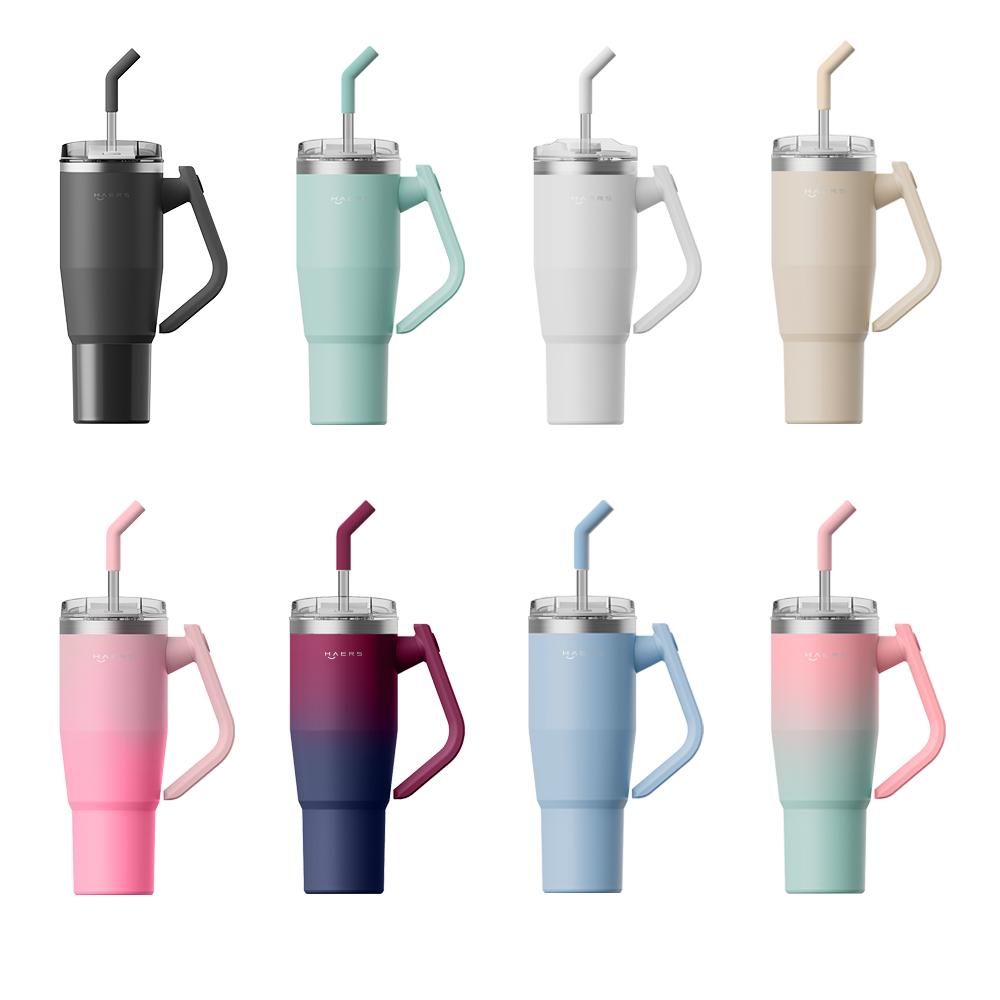 Hals Hot Sale Rotatable Handle Vacuum Metal Cold Cup Stainless Steel Travel Cup Cupping 40 Oz Thermos Cup With Lid And Straw